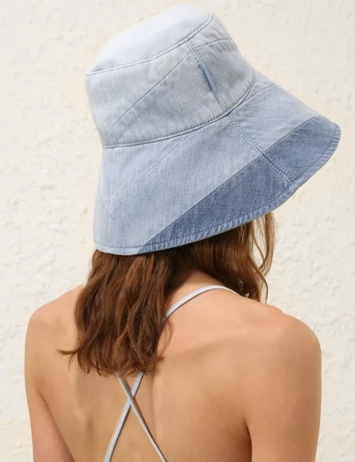 Chevron Denim Long Brim Hat