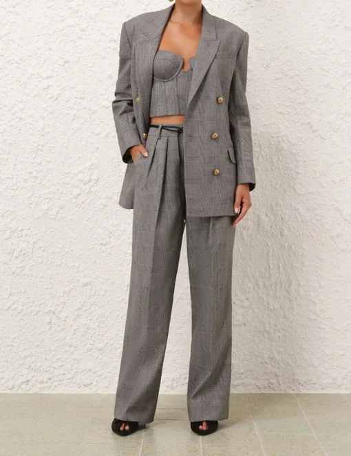 Crush Check Wide Leg Pant