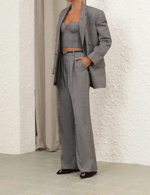 Crush Check Wide Leg Pant