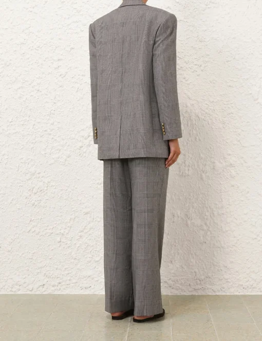 Crush Check Wide Leg Pant