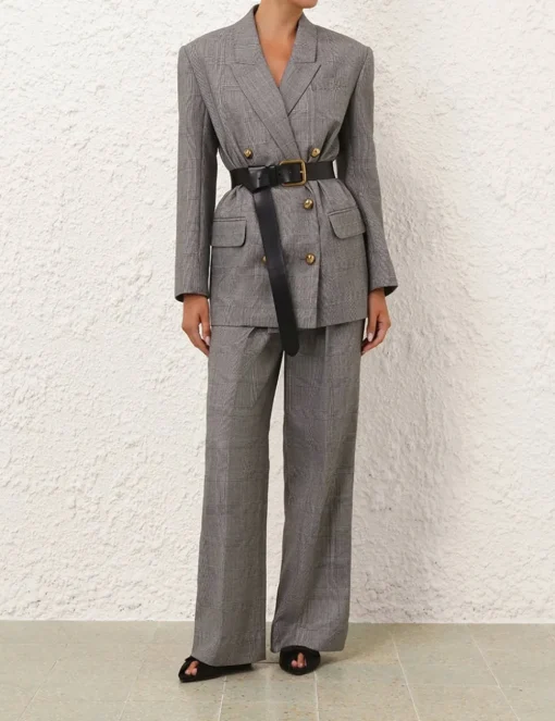 Crush Check Wide Leg Pant