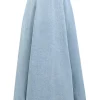 Crush Denim Full Midi Skirt