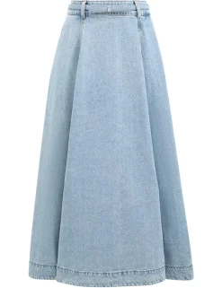 Crush Denim Full Midi Skirt