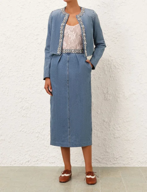 Crush Embellished Denim Skirt