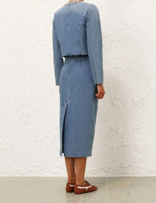 Crush Embellished Denim Skirt
