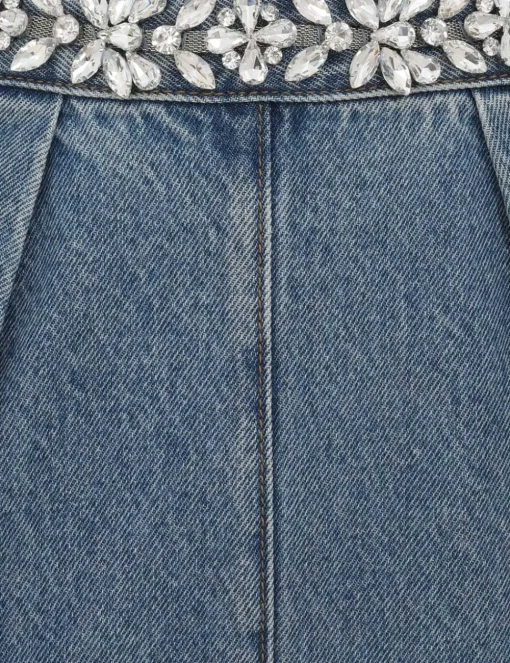 Crush Embellished Denim Skirt