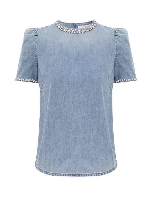 Crush Embellished Denim Top