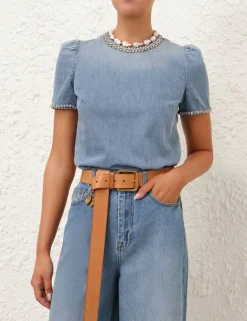 Crush Embellished Denim Top