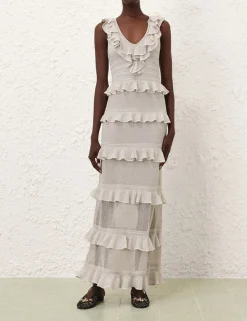 Crush Frilled V-Neck Midi
