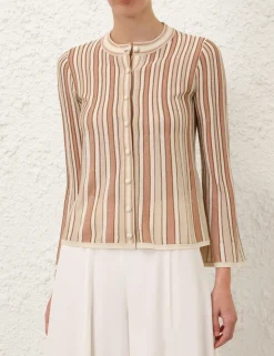 Crush Metallic Stripe Cardigan
