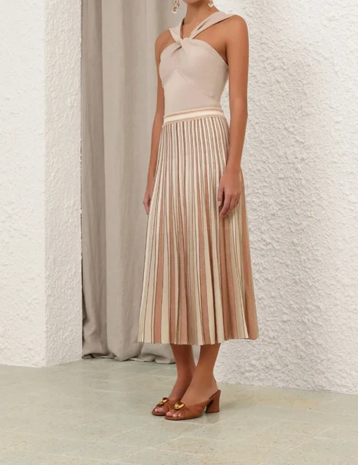 Crush Metallic Stripe Skirt