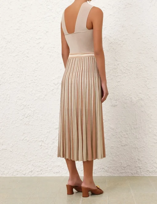 Crush Metallic Stripe Skirt