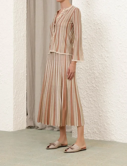 Crush Metallic Stripe Skirt