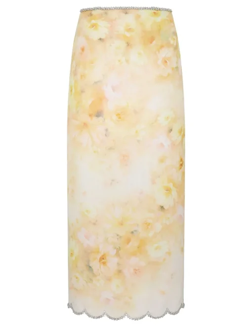 Crush Scalloped Midi Skirt