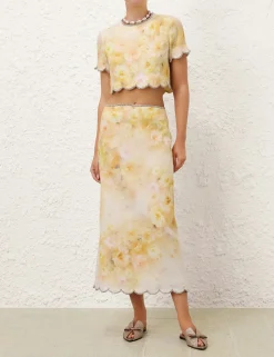 Crush Scalloped Midi Skirt