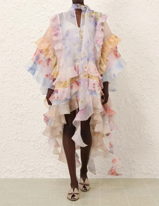 Crush Spliced Ruffle Dress