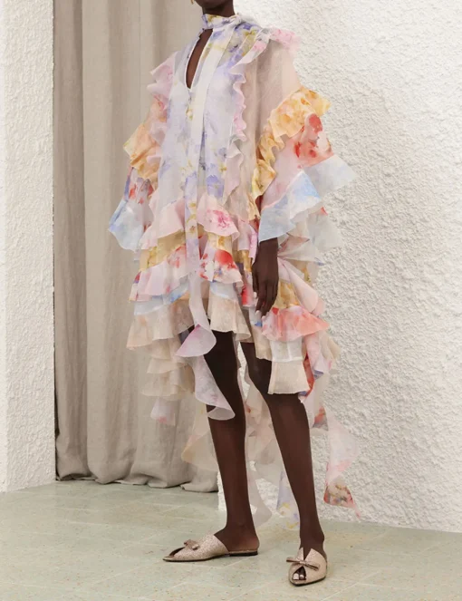Crush Spliced Ruffle Dress
