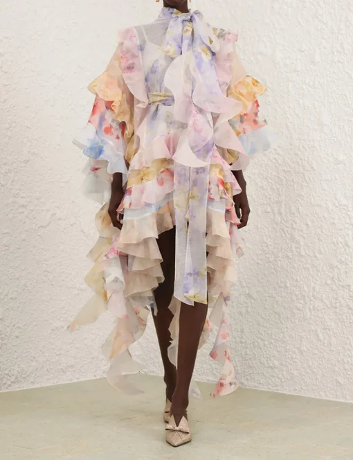 Crush Spliced Ruffle Dress
