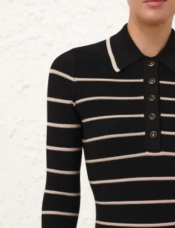 Crush Stripe Long Sleeve Polo