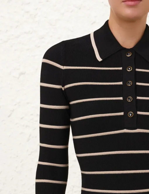 Crush Stripe Long Sleeve Polo