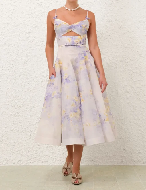 Crush Twist Front Midi Dress