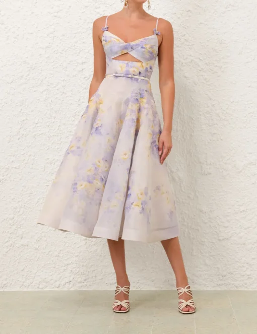 Crush Twist Front Midi Dress