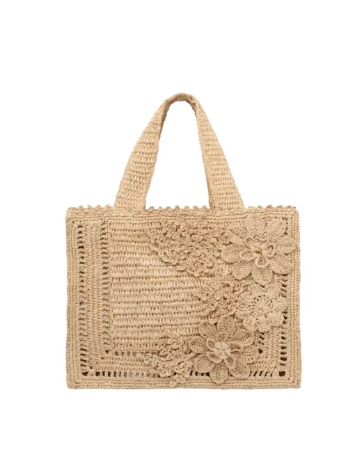 Floral Raffia Mini Tote