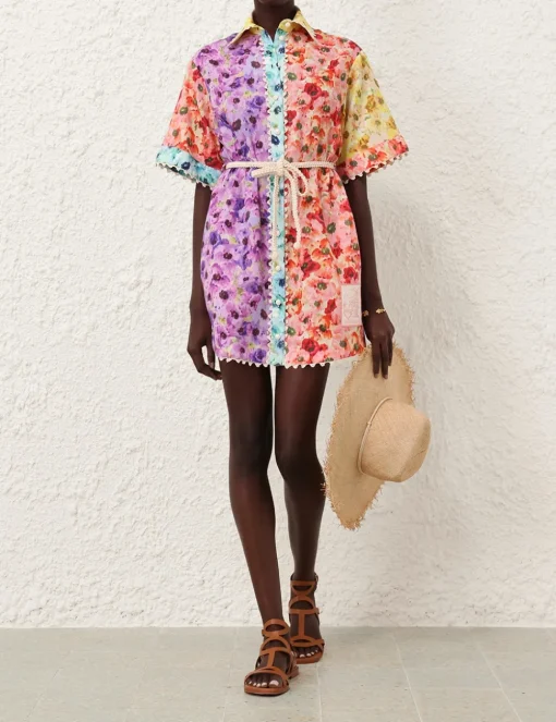 Lightburst Trimmed Shirt Dress
