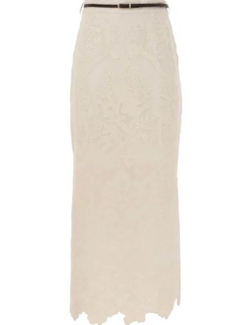 Ottie Embroidered Midi Skirt