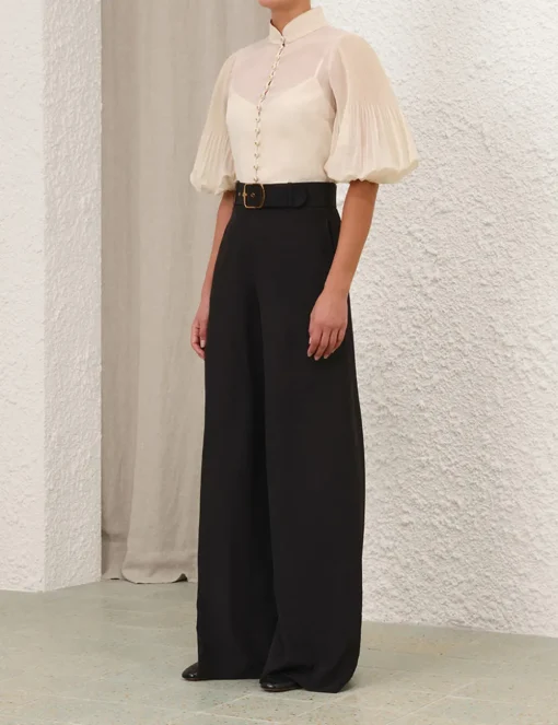 Pleated Buttoned Blouse