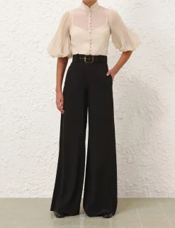 Pleated Buttoned Blouse