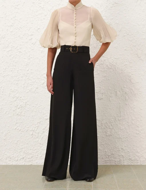 Pleated Buttoned Blouse