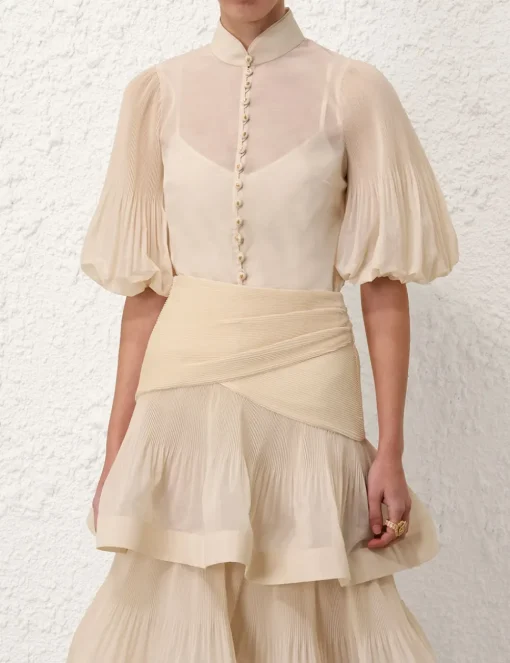 Pleated Buttoned Blouse