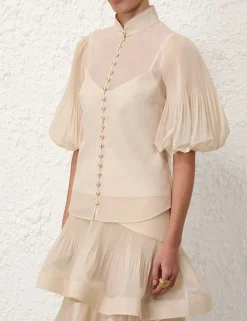 Pleated Buttoned Blouse