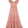 Pleated Frill Midi Dress