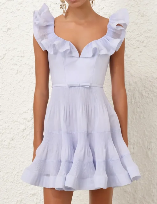 Pleated Frill Mini Dress