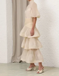 Pleated Tiered Skirt