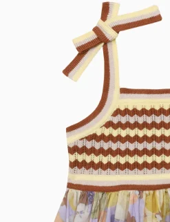 Pop Knit Top Woven Dress