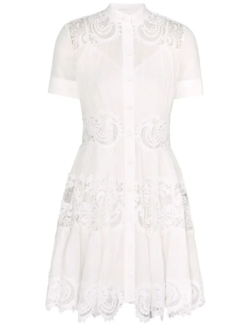 Pop Lace Trimmed Mini Dress