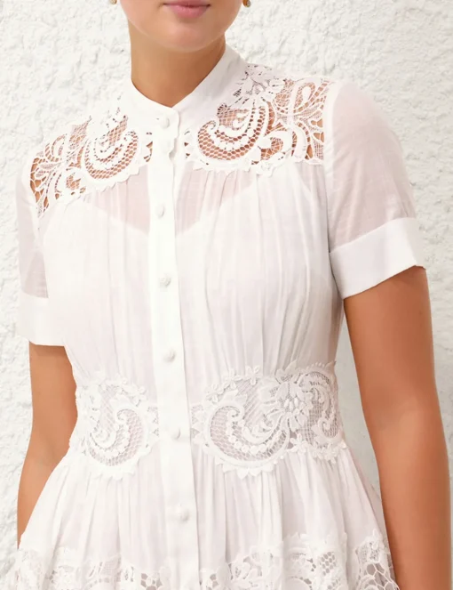 Pop Lace Trimmed Mini Dress