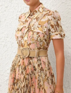 Pop Pleated Midi Dress