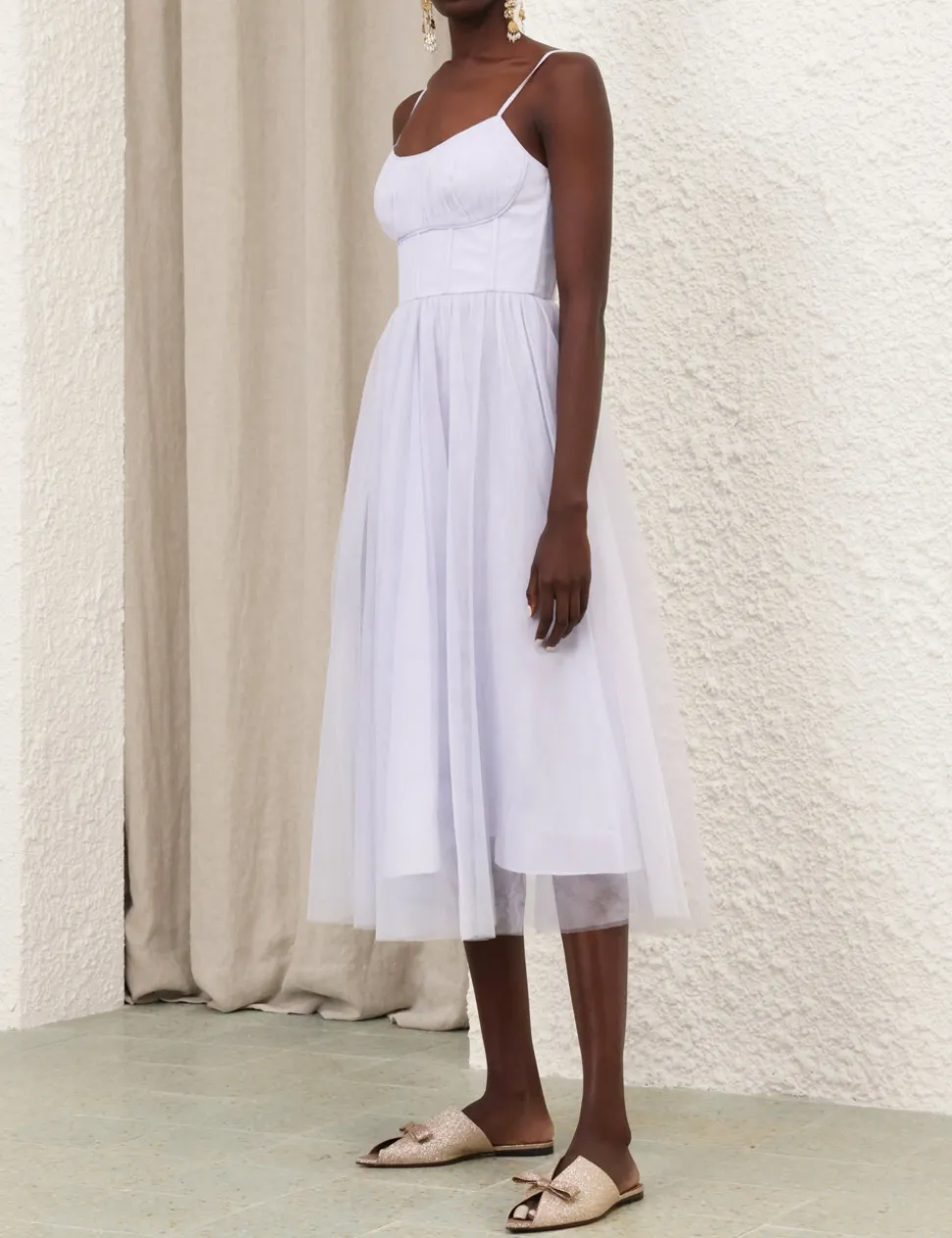 Tulle Corset Midi Dress